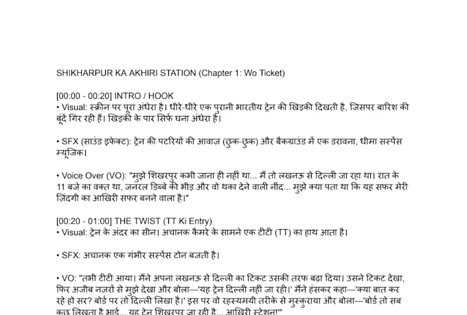 write engaging hindi youtube scripts and horror stories